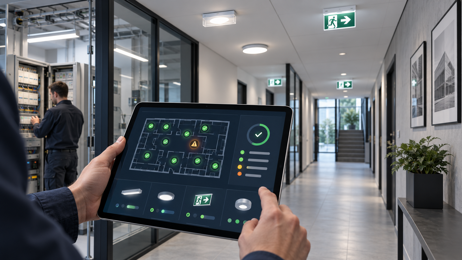 DALI lighting diagnostics and emergency lighting monitoring dashboard