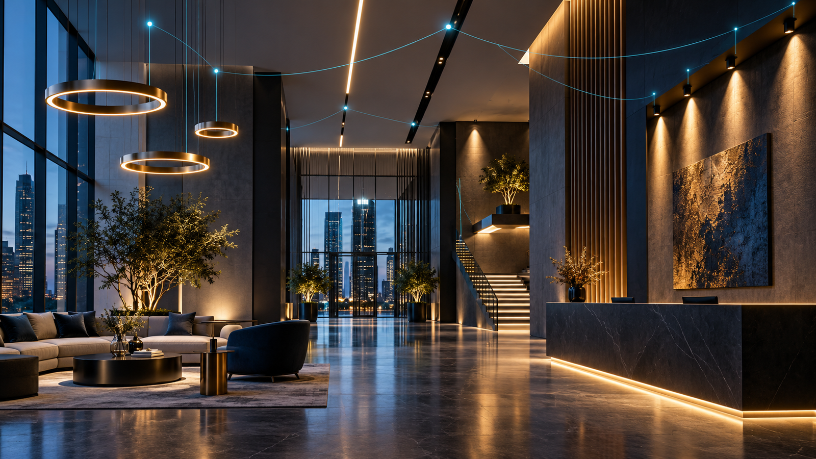 DALI lighting-control network connecting addressable luminaires and controllers
