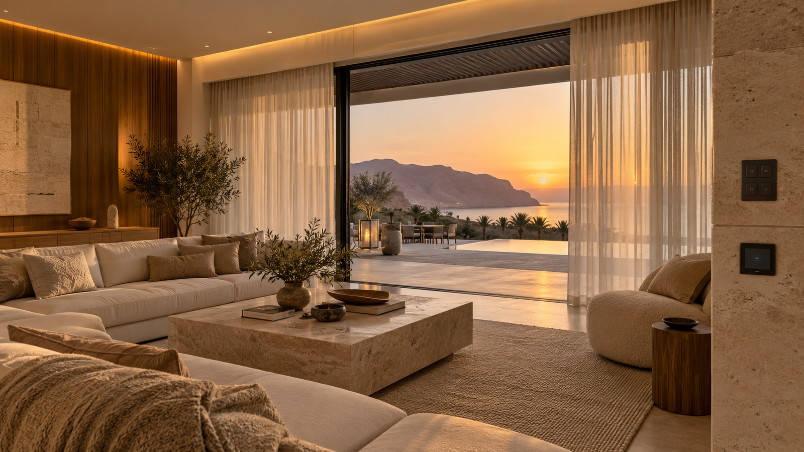 Integrated KNX lighting curtain and climate control in a luxury Oman villa