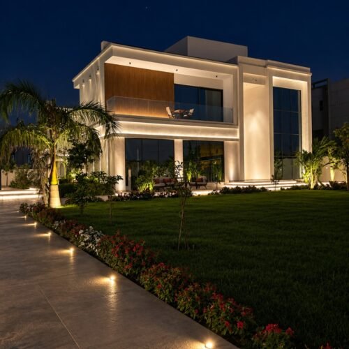 Private villa facade and landscape lighting in Al Khoudh Muscat